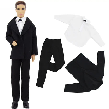 Handmade 1/6 Doll Outfit for 12-Inch Boy Doll — Men’s Formal Suit with Shirt, Coat, Trousers & Shoes, 30cm Toy Clothes