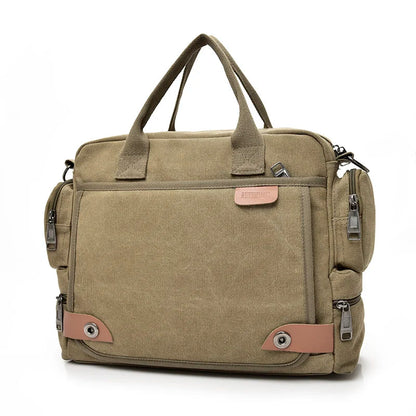Brand Men’s Crossbody Bags - Canvas Shoulder Messenger Bag for Travel, Casual Large Satchel Handbag in Grey