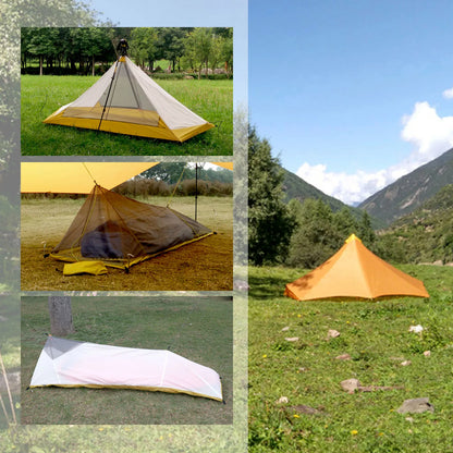 Ultralight 1-Person Camping Tent – 230g/260g Summer Mesh Tent, 40D 210T Nylon, Ventilated Inner Tent with Mosquito Net, 3-4 Season