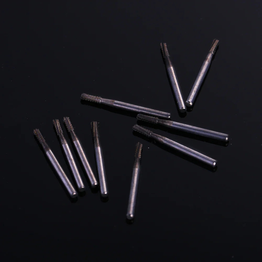 10pcs Dental Broken Crown Needles - Endodontic Silver & Gold Plated Handle, 1957# & 1958# for Crown Repair