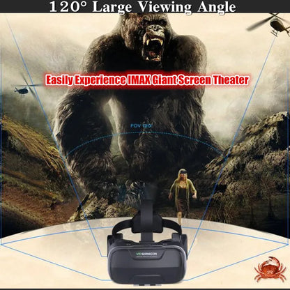 Blu-Ray VR Glasses – HD IMAX 3D Virtual Reality Headset with Huge Screen, Google Cardboard, Phone & Game Joystick Support