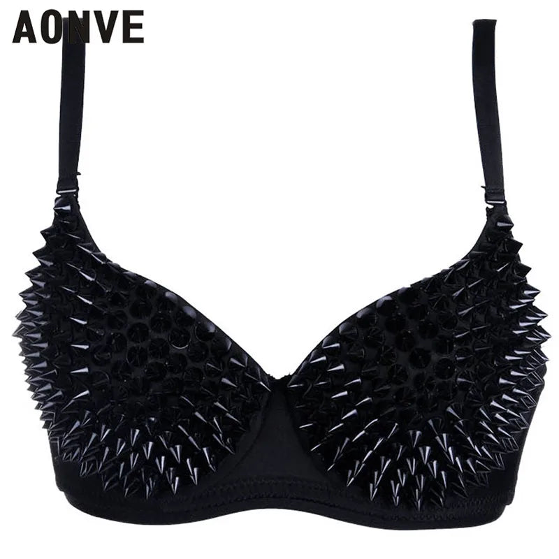 AONVE Sexy Rhinestone Lingerie – Gold/Silver Plunge Wire-Free Bralette with Sequined Cover Top