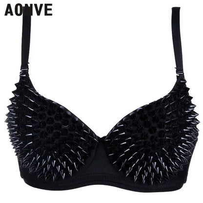 AONVE Sexy Rhinestone Lingerie – Gold/Silver Plunge Wire-Free Bralette with Sequined Cover Top