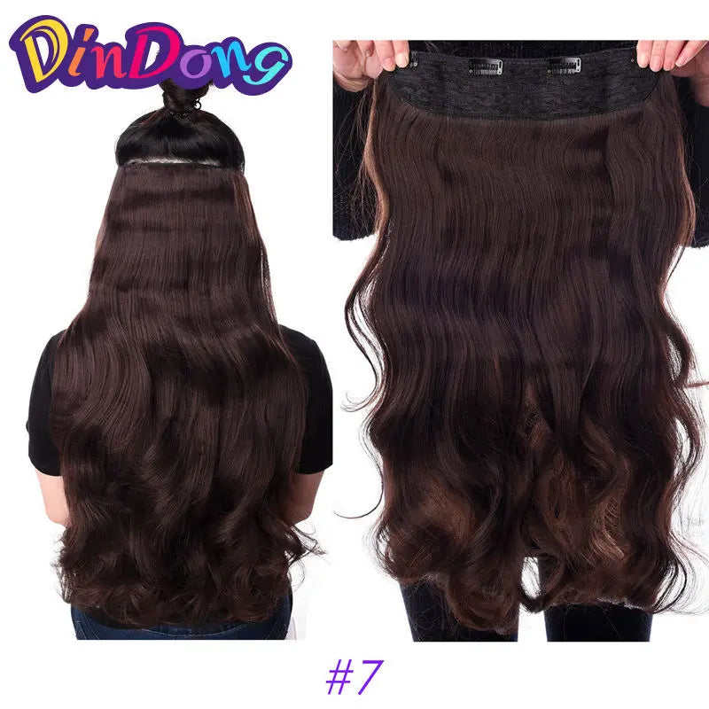 DinDong 32" Clip-In Hair Extensions — 210G Synthetic Wavy, Heat Resistant, 613# Blonde & 19 Colors