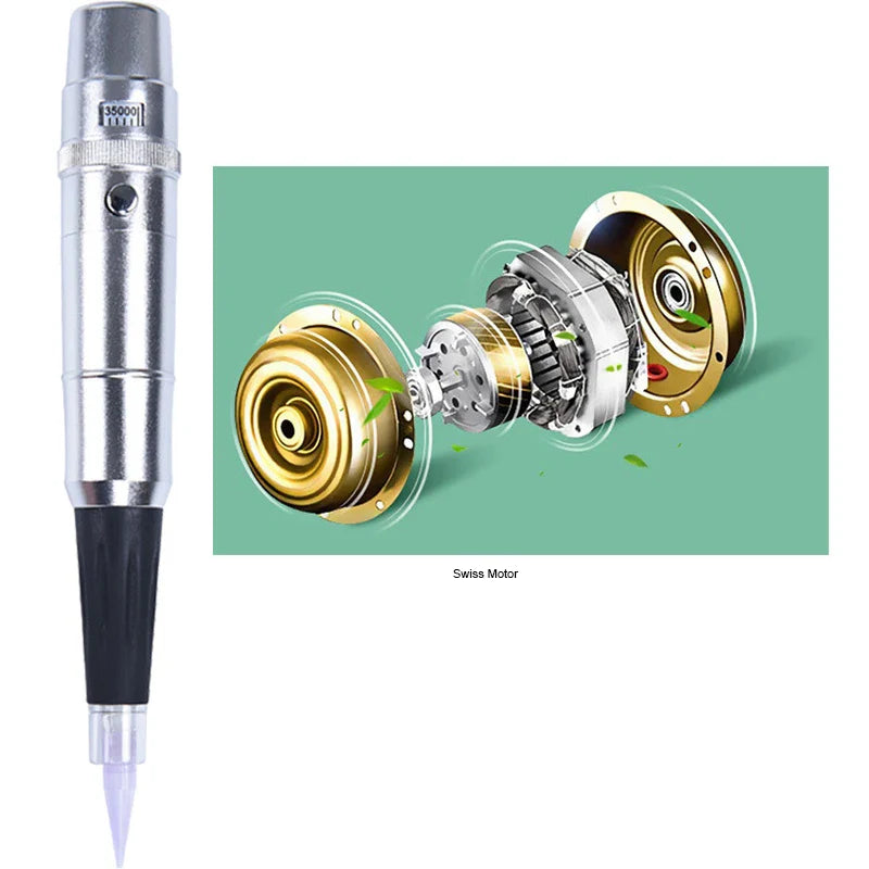 Permanent Makeup Rotary Tattoo Pen – Eyebrow & Lip Machine, Microblading & Piercing Gun PMU Kit