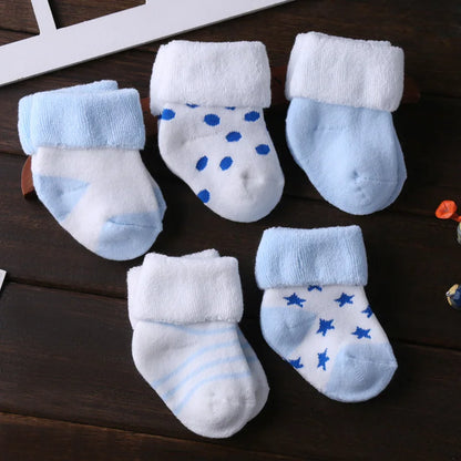 Kiddiezoom 5 Pairs Non-Skid Baby Socks – Unisex Cotton Shoes for 0-12 Months Baby Boys & Girls