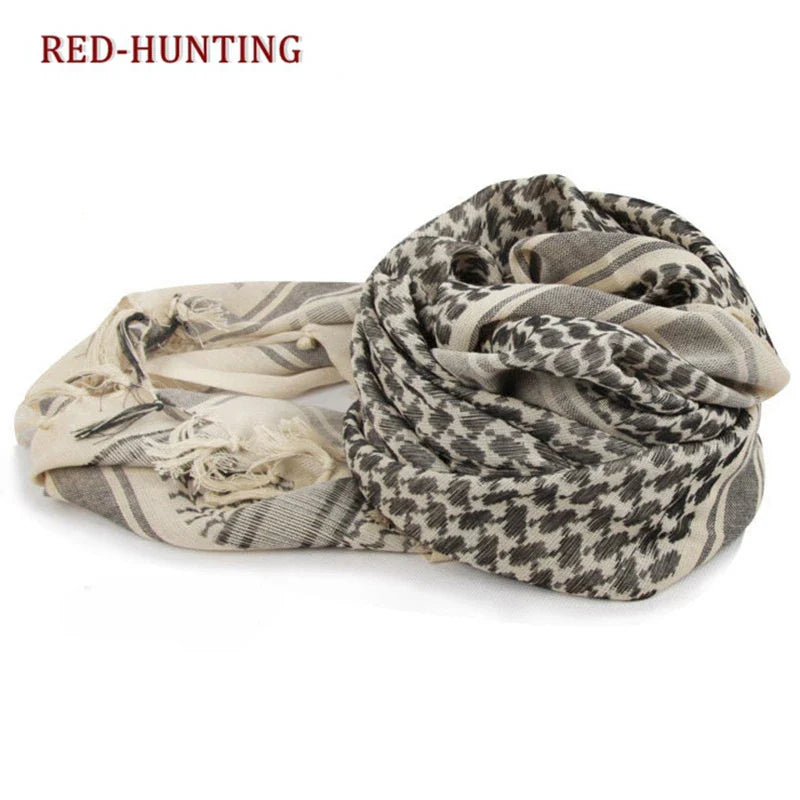 43x43 inches Tactical Hunting Scarf | Military Shemagh Desert Keffiyeh Head Wrap | Arab Neck Scarf with Tassel