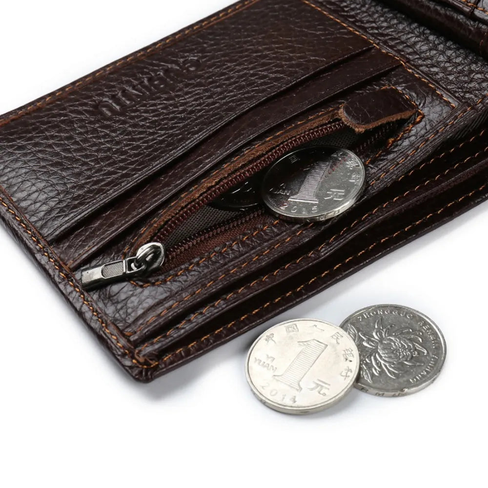 GUBINTU Genuine Leather Men's Wallet: Coin Pocket Zipper Real Leather Wallet - High-Quality Male Purse with Eagle cartera Design