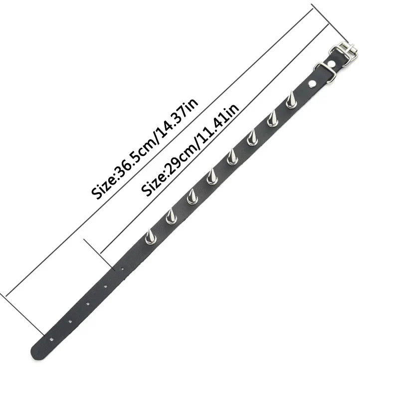 Black Spike Choker Necklace – Rivet Studded Punk Rock Faux Leather Goth Collar for Women & Girls, Harajuku Costume Jewelry