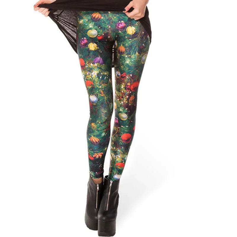 Women Summer Cartoon Print Leggings – Mermaid Galaxy Animal Donald Duck High Waist Stretch Slim Fit Milk Silk Pants L-1467