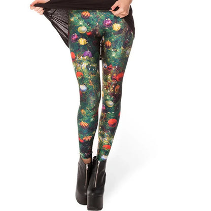 Women Summer Cartoon Print Leggings – Mermaid Galaxy Animal Donald Duck High Waist Stretch Slim Fit Milk Silk Pants L-1467