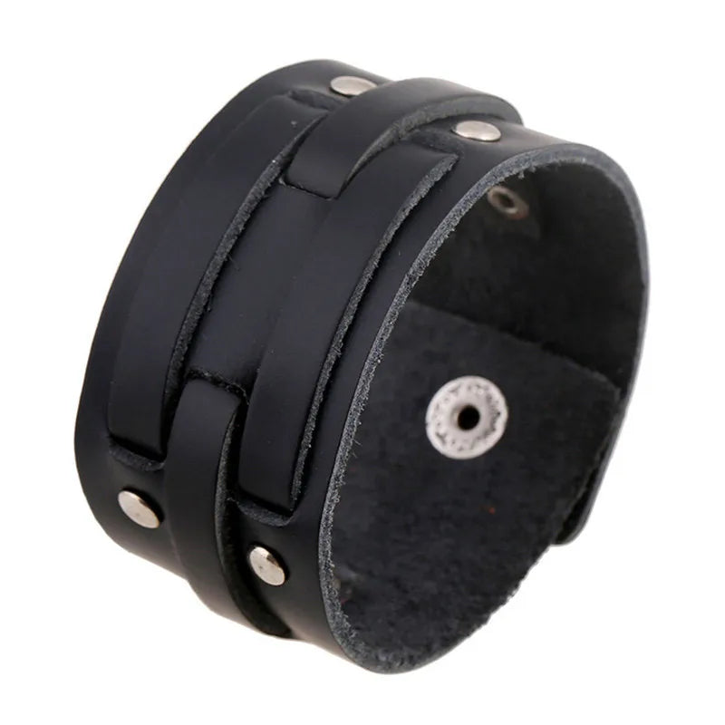 Modyle Vintage Punk Retro Multilayer Leather Bracelet – Handmade Braided Rope Wrap Bangle for Men