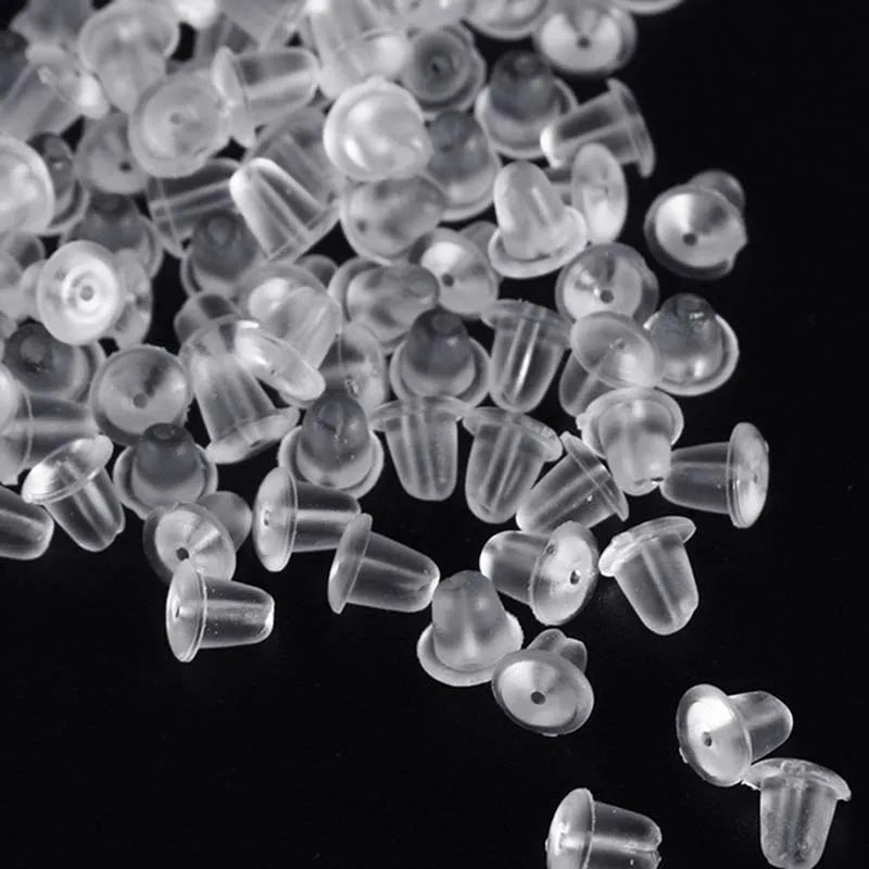 100pcs 5mm Clear Silicone Earring Backs – Soft Rubber Safety Round Stopper Jewelry DIY Accessories Replacement