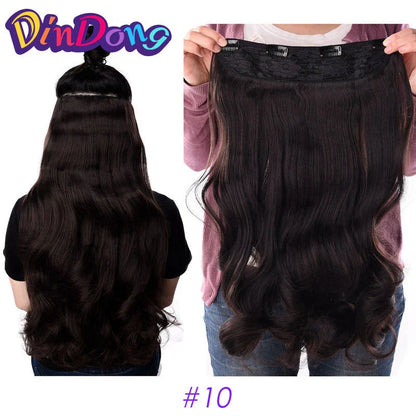 DinDong 32" Clip-In Hair Extensions — 210G Synthetic Wavy, Heat Resistant, 613# Blonde & 19 Colors