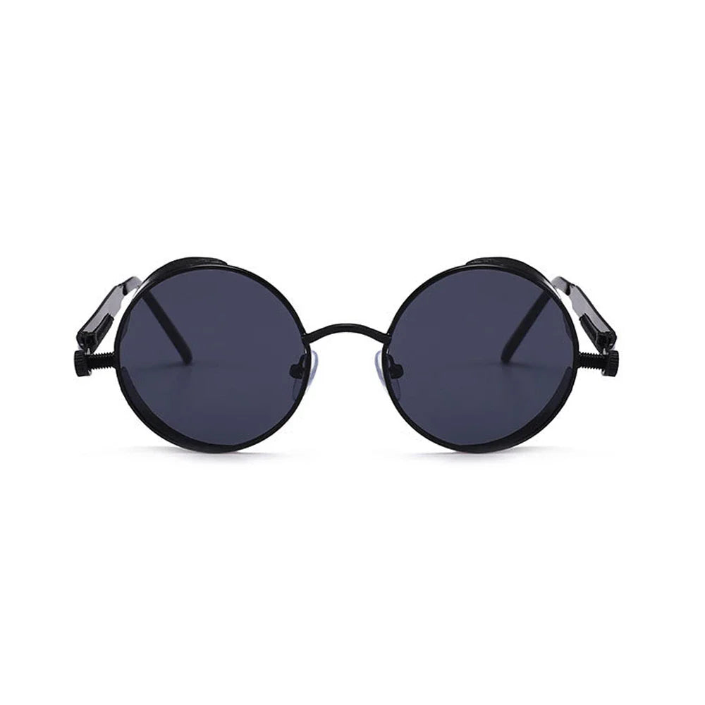 VIVIBEE Vintage Steampunk Red Sunglasses — 2025 Round Punk Alloy Metal Retro Goggles for Men & Women, Gothic Style Shades
