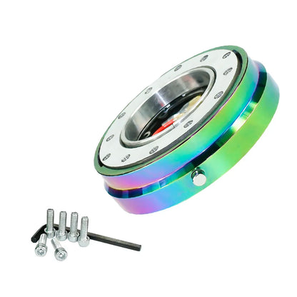 Thin 6 Hole Steering Wheel Quick Release Hub Adapter Kit - Snap Off Boss in Multiple Colors (Silver/Blue/Red/Black)