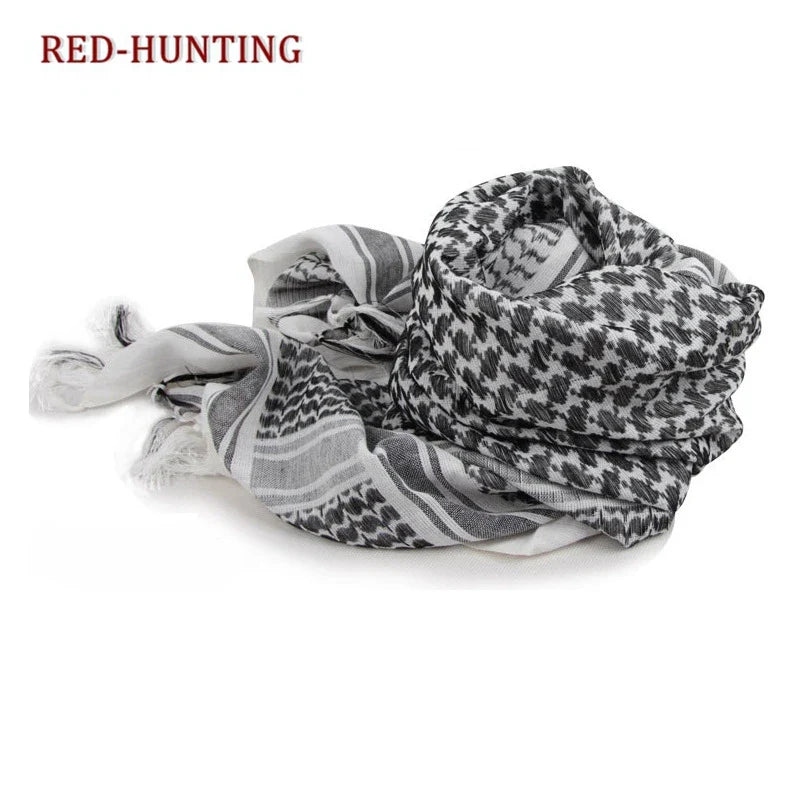 43x43 inches Tactical Hunting Scarf | Military Shemagh Desert Keffiyeh Head Wrap | Arab Neck Scarf with Tassel