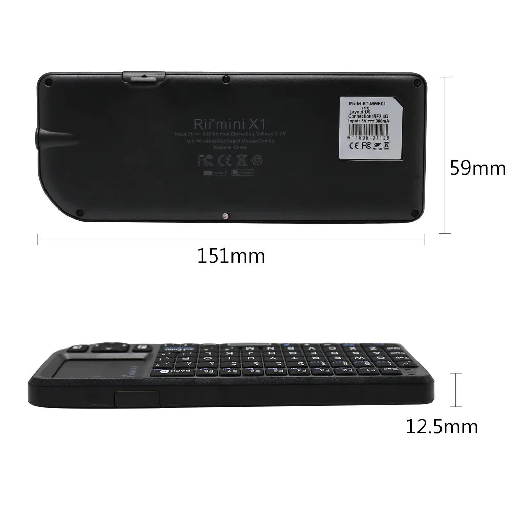 Rii X1 2.4GHz Mini Wireless Keyboard with TouchPad – English/ES/FR Layout for Android TV Box, PC & Laptop