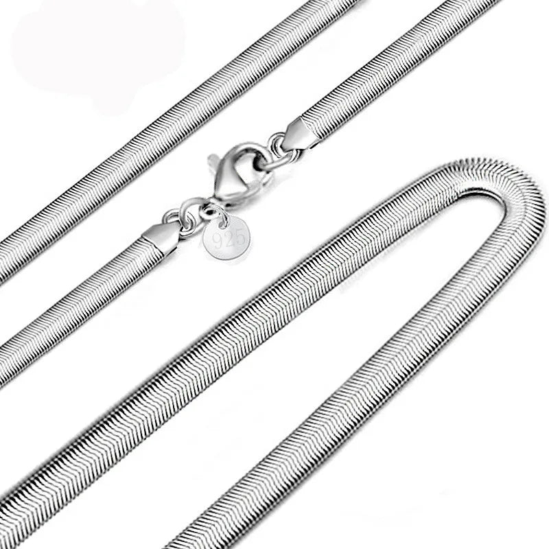 Classic 925 Sterling Silver Snake Chain Necklace — Fashion Jewelry for Women & Men, Wedding, Engagement, Party, Punk Accessories