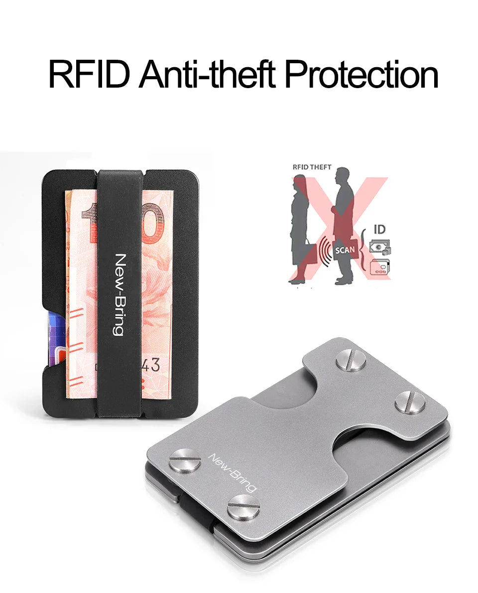 NewBring Multi-Functional Metal Money Clip – Men's Credit Card Wallet with Key Holder