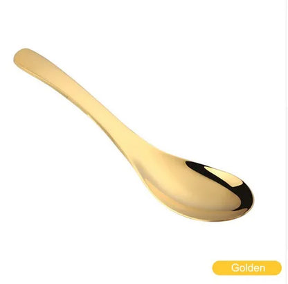 High-Quality 304 Stainless Steel Spoon Set – 3 Sizes, Gold Finish for Rice, Soup, Kids, Ice Cream & Dessert Kitchen Tableware
