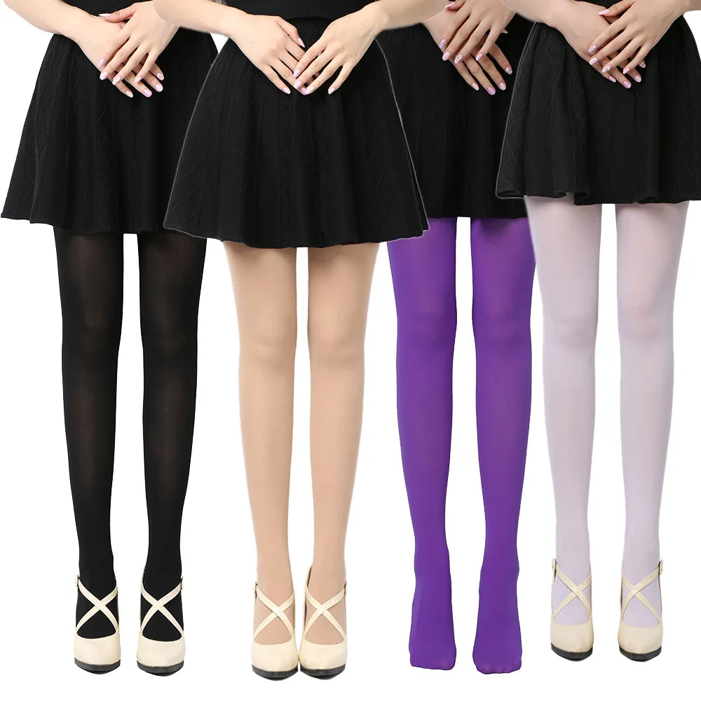 Women’s Black 120D Opaque Tights – Seamless Warm Nylon Pantyhose, Thick Winter Stockings for Spring & Autumn Footed Legwear