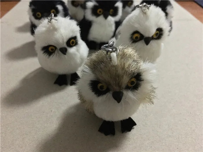Cute Tiny Plush Faux Rabbit Fur Owl Keychain – Mini Animal Bag & Car Trinket Jewelry Gift for Women & Girls