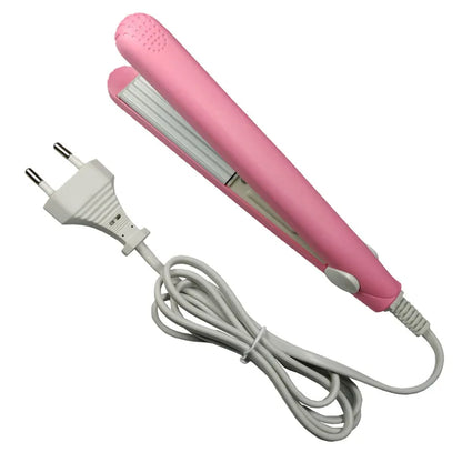 Mini Pink Hair Iron – Electric Curling Iron with Corrugated Plate for Styling and Curls