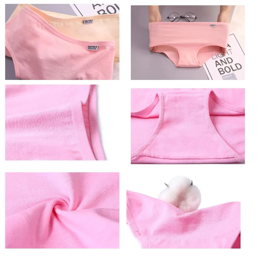 7Pcs/Lot Plus Size Women's Cotton Panties: Sexy Briefs, Lingeries Shorts Underpant Solid Panty - Female Intimates in 4XL