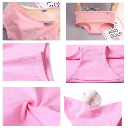 7Pcs/Lot Plus Size Women's Cotton Panties: Sexy Briefs, Lingeries Shorts Underpant Solid Panty - Female Intimates in 4XL