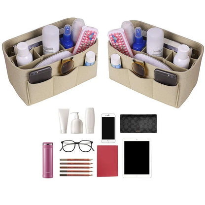 Fashion Women's Cosmetic Bag: Makeup Organizer Felt Insert Bag for Handbag - Fits Various Brand Bags, Felt Cloth Inner Bag