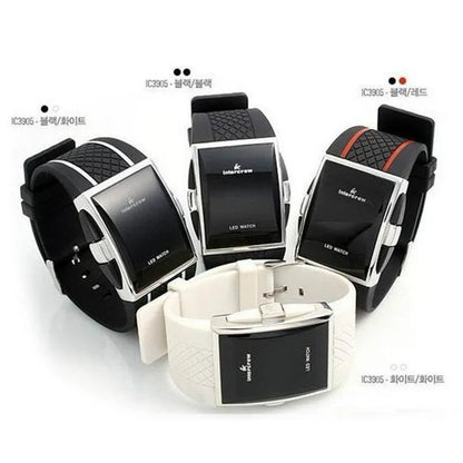 Men's Sport Digital Watch – Black & White Rectangle LED Fitness Watch with Silicone Strap, Electronic Clock, New Relogio Masculino