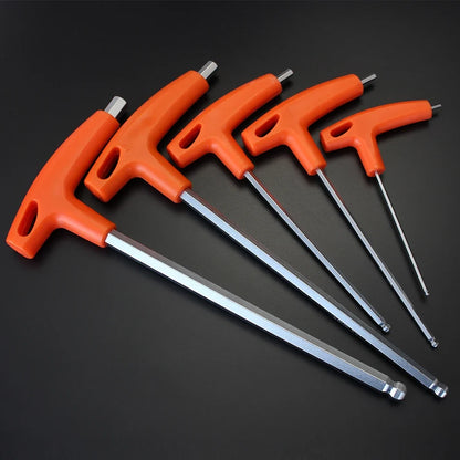 Hex Key Allen Wrench Adapter Set - Chrome Vanadium Steel Ball And Flat Head Hand Tool