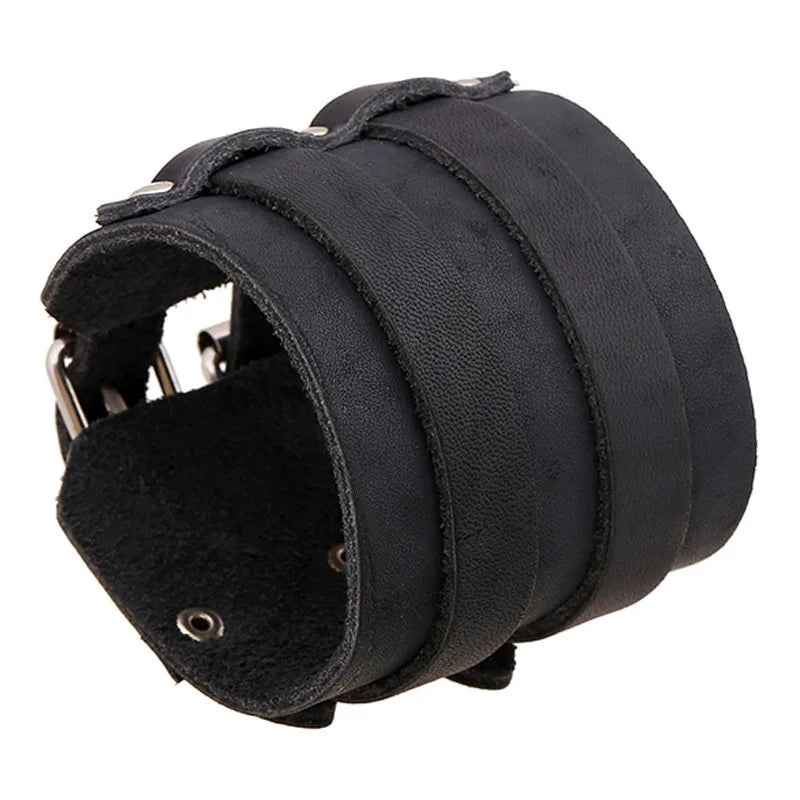 Modyle Vintage Punk Retro Multilayer Leather Bracelet – Handmade Braided Rope Wrap Bangle for Men
