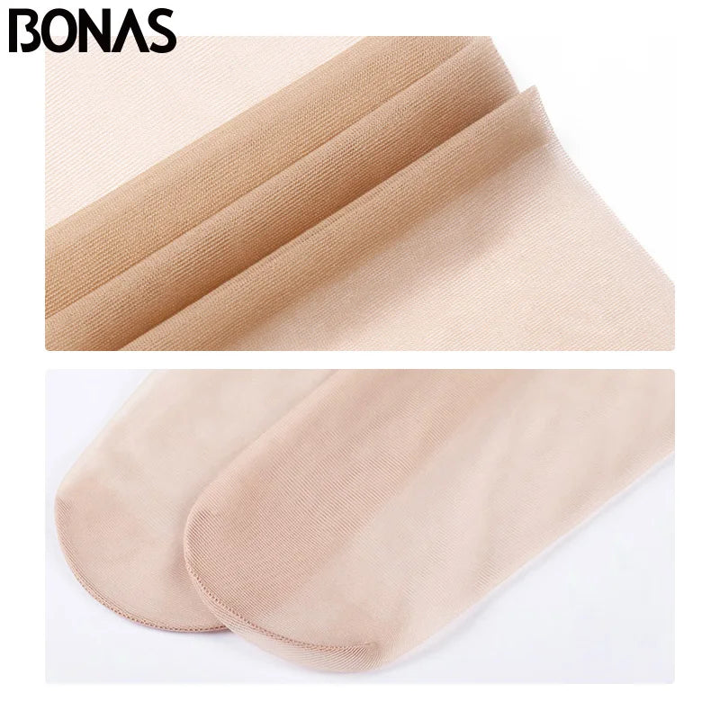 Women’s 20D Knee-High Stockings - 4-Pair Set of Sheer Transparent Long Socks