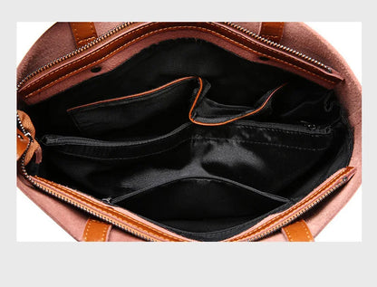 2023 Genuine Cow Leather Women’s Handbag – Large Vintage Office Tote Shoulder Bag for Ladies