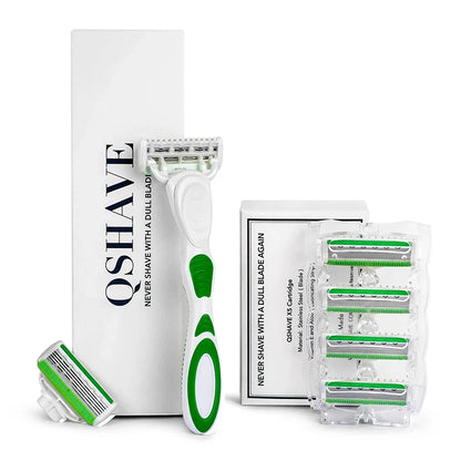 QShave Green Series Women’s Razor — 5-Layer X5 Blade Hair Remover for Bikini & Legs, Valentine’s Day Gift