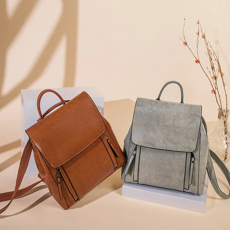 Women's Genuine Leather Backpack - Crossbody Shoulder Bag, School Bag, Laptop Rucksack, and Messenger Bag for Girls