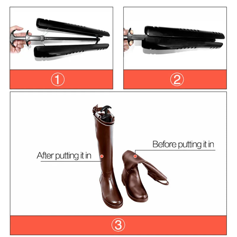 2 Pcs Black Boot Shapers | Practical Long Boot Supporters, Stretcher & Creative Home Storage Holder Hangers