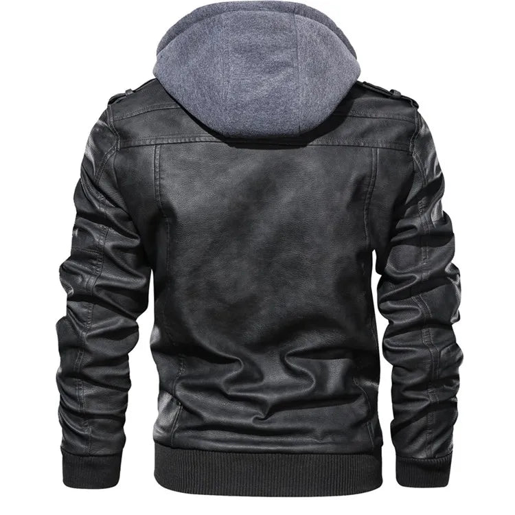 KB Men’s Leather Motorcycle Jacket – Casual PU Biker Coat, Autumn Outerwear, EU Size SA722