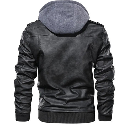 KB Men’s Leather Motorcycle Jacket – Casual PU Biker Coat, Autumn Outerwear, EU Size SA722