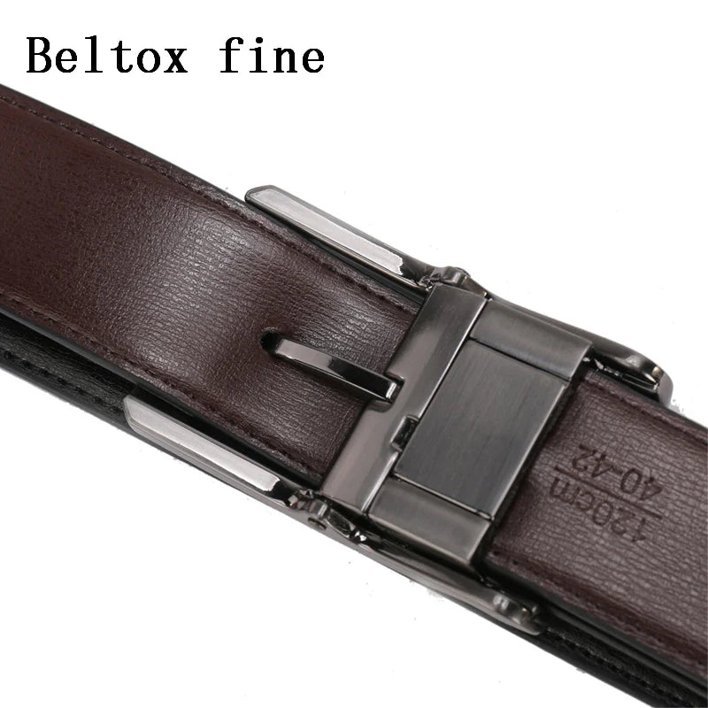 Men’s Genuine Leather Reversible Belt – 2-in-1 Rotated Buckle for Big & Tall Sizes