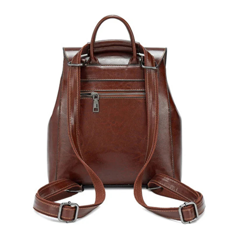 Women's Genuine Leather Backpack - Crossbody Shoulder Bag, School Bag, Laptop Rucksack, and Messenger Bag for Girls