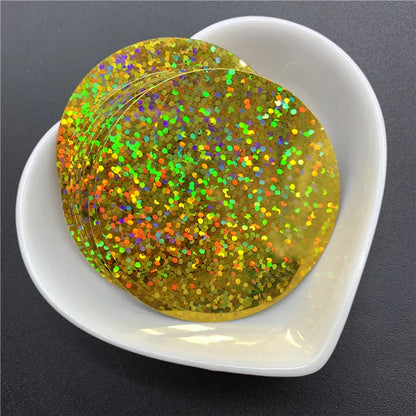 50PCS 50mm Flat Round Sequins with Side Hole – PVC Loose Paillettes for Sewing, DIY Crafts & Wedding Decorations