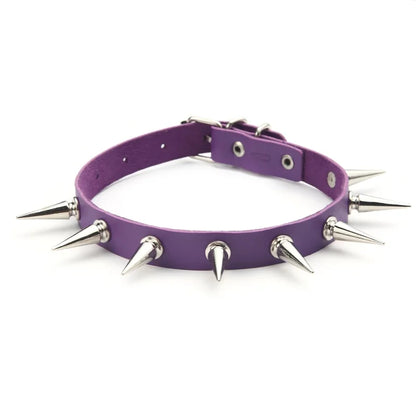 Black Spike Choker Necklace – Rivet Studded Punk Rock Faux Leather Goth Collar for Women & Girls, Harajuku Costume Jewelry