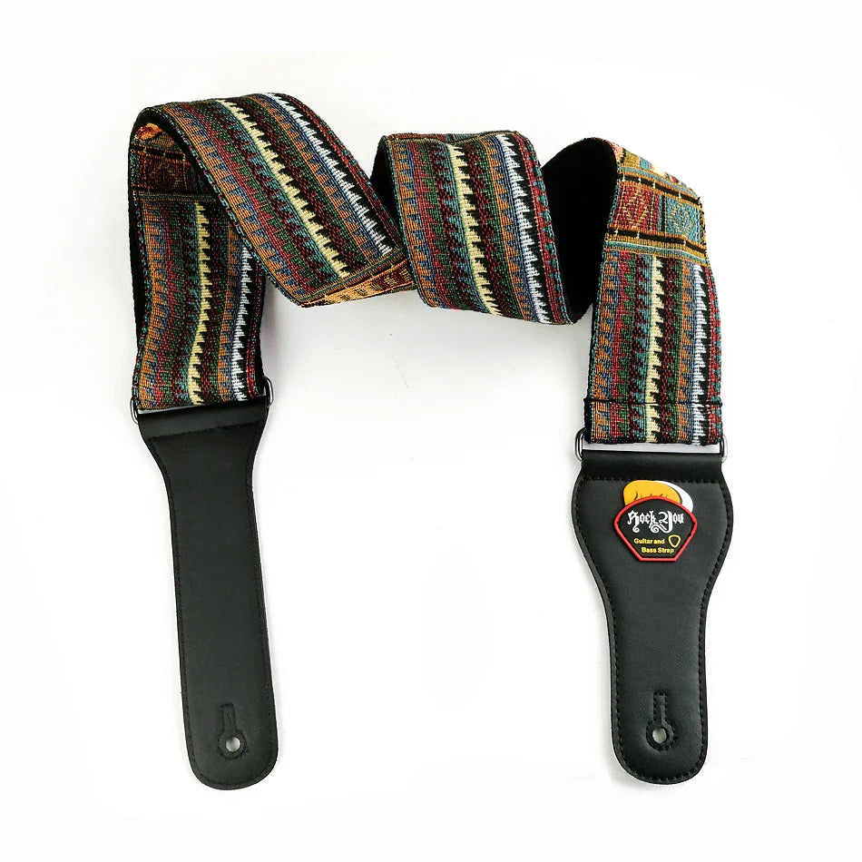 New High-Quality Cotton Guitar Strap – Adjustable Length, 6.2cm Wide for Acoustic & Electric Bass Guitars