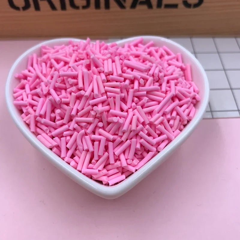 100g Colorful Long Clay Sprinkles – 5-6mm DIY Craft Decorations for Phone Deco & Creative Projects