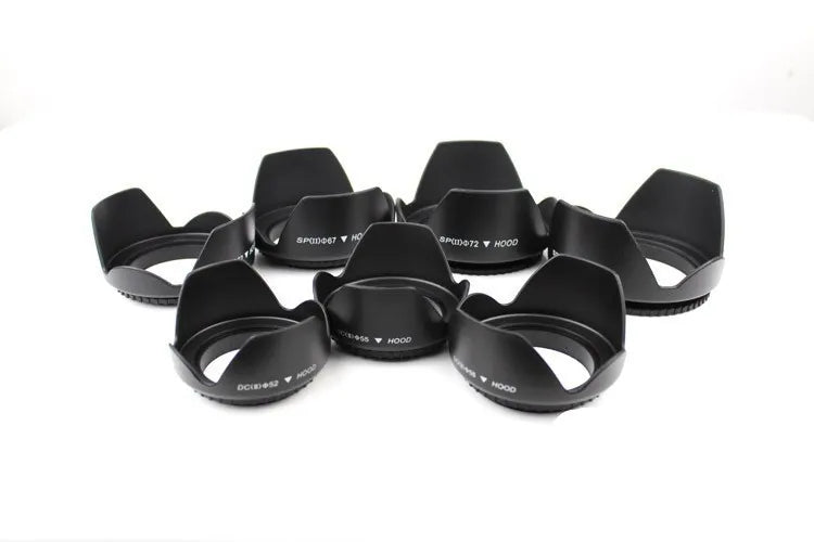 Universal Screw-In Tulip Lens Hood — Fits 49mm to 82mm Camera Filters (49/52/55/58/62/67/72/77/82mm)