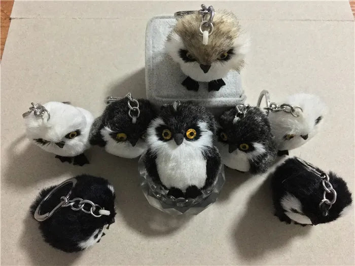 Cute Tiny Plush Faux Rabbit Fur Owl Keychain – Mini Animal Bag & Car Trinket Jewelry Gift for Women & Girls