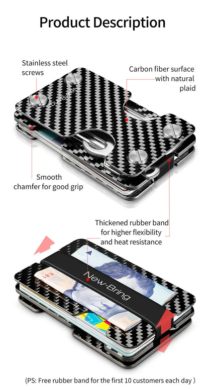 NewBring Multi-Functional Metal Money Clip – Men's Credit Card Wallet & Key Holder